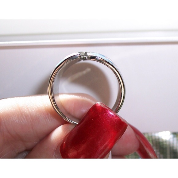 STAINLESS STEEL Open Front Epoxy Wave Ring - Picture 5 of 16